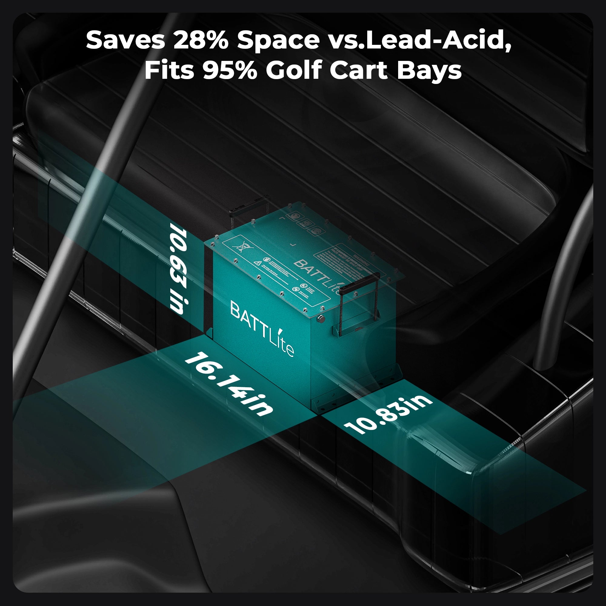 lithum golf cart battery - size