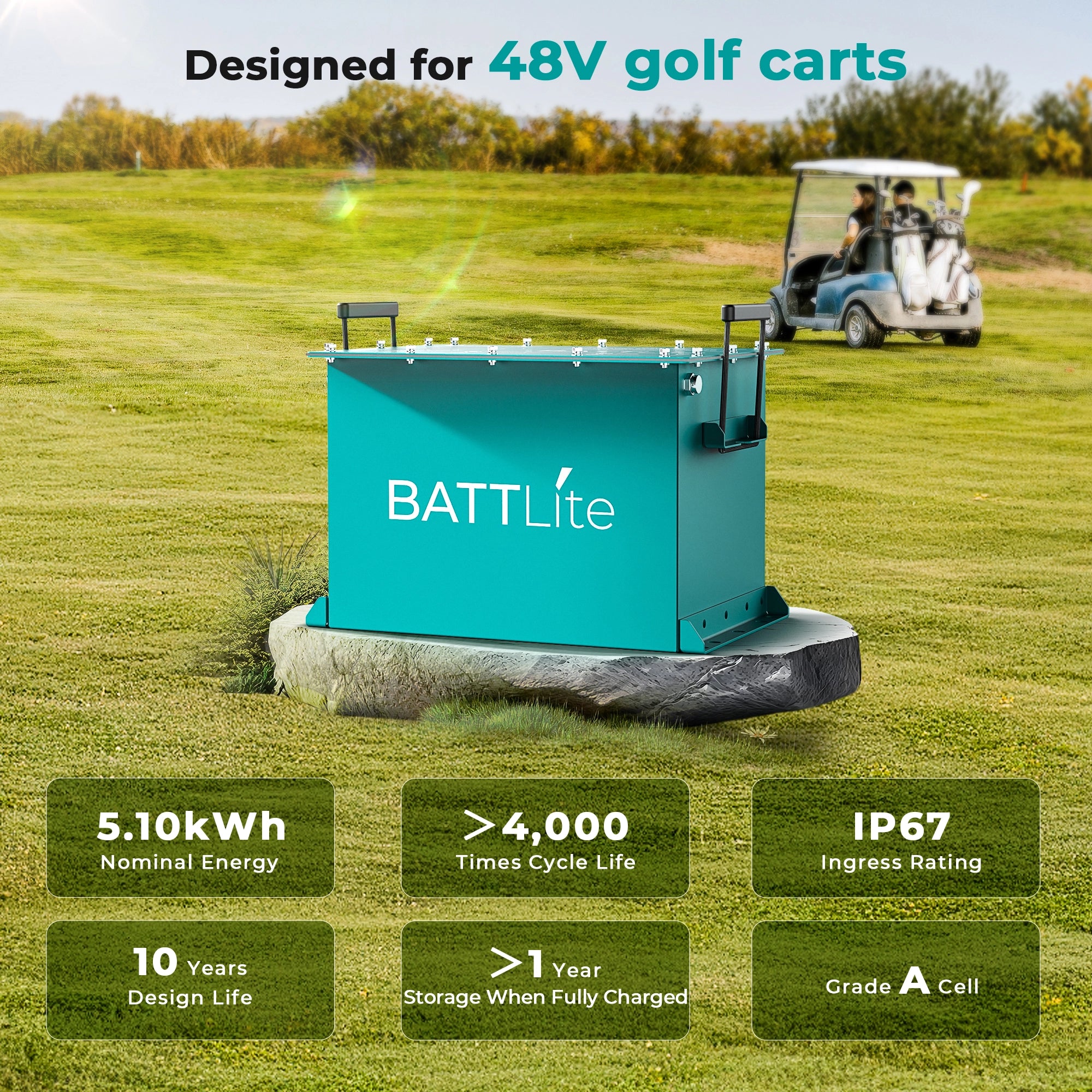 lithum golf cart battery - detail